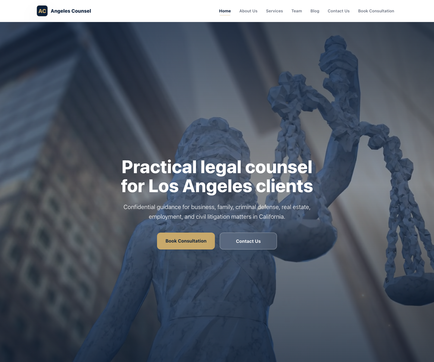 Angeles Counsel website template screenshot